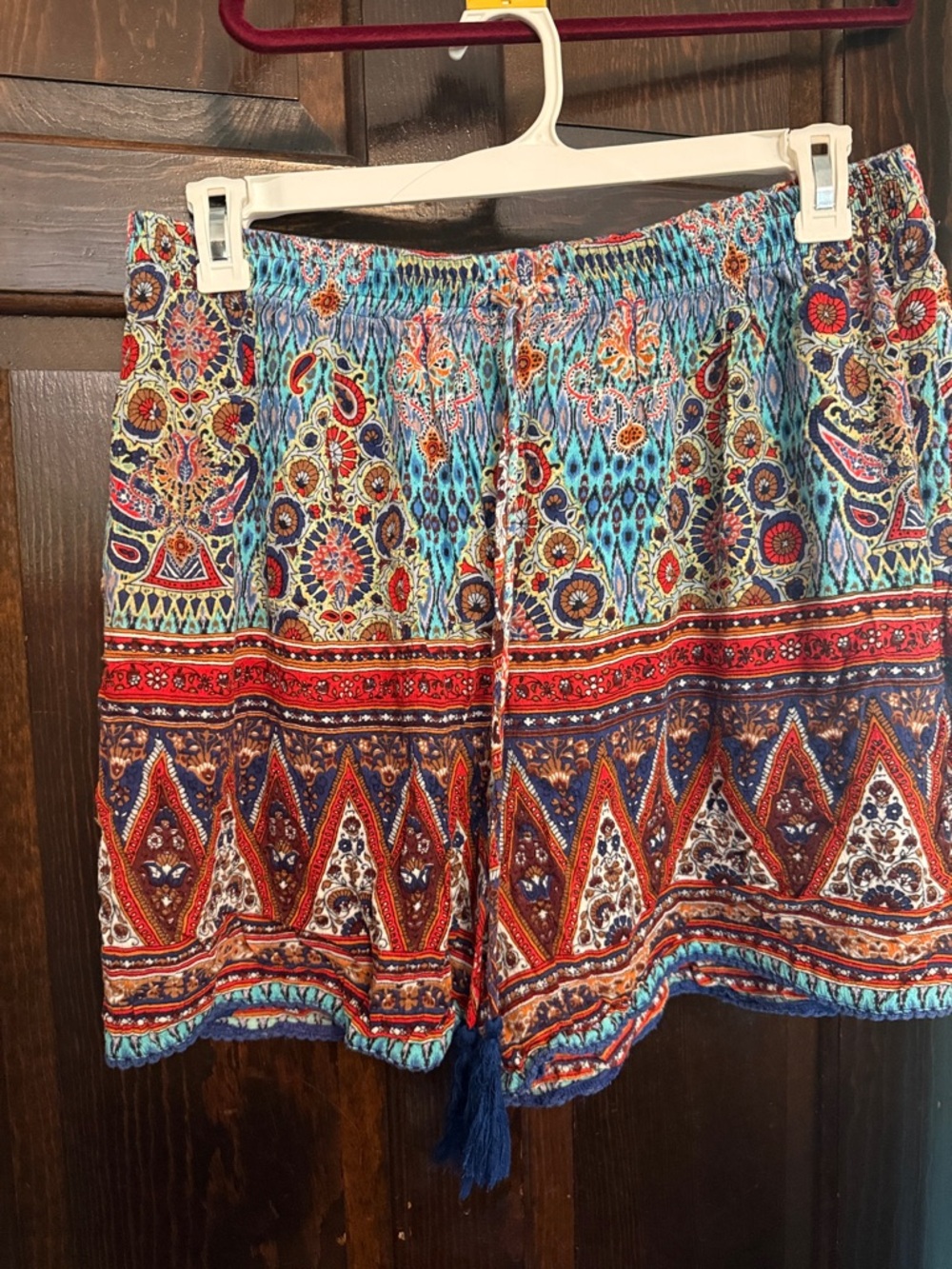 Westport Blue Multicolor Boho Print Drawstring Shorts
